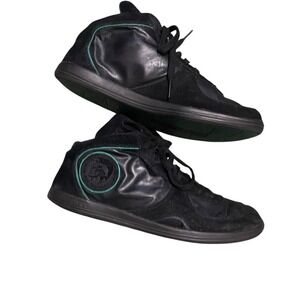 Diesel Black Green Leather Sneakers Man's Size 9 Streetwear Edgy casual Y2K